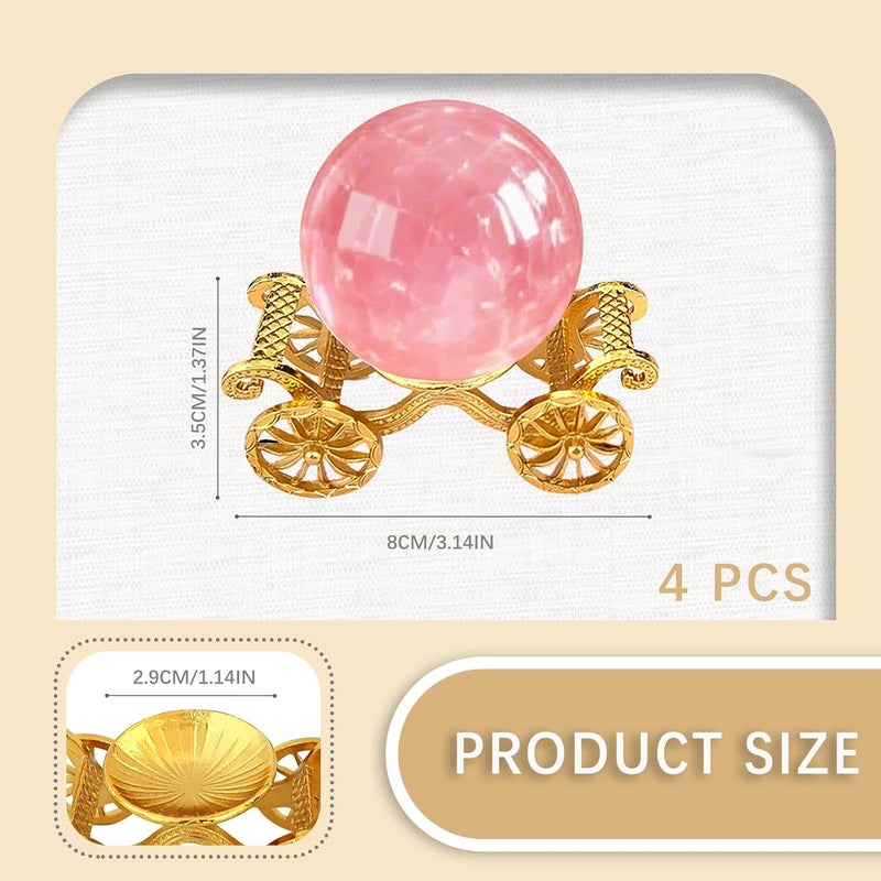 GeryVtee 4PCS Crystal Ball Stand Sphere Display Stand Metal Crystal Holder Balls Ornament Rack Holder Metal Base Pumpkin Carriage Shape Gold - Image 2